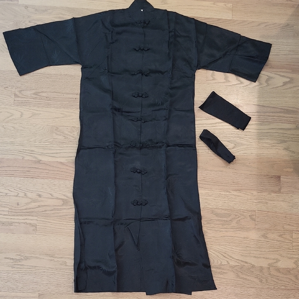 Black Traditional Robe with Knot Buttons